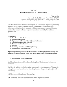 ALA’s Core Competences of Librarianship Final version