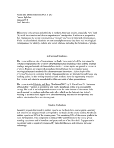 Racial and Ethnic Relations/SOCY 240 Course Syllabus Spring 2014 Prof. Tricarico