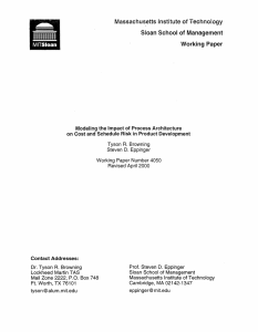 Massachusetts  Institute of  Technology Working Paper