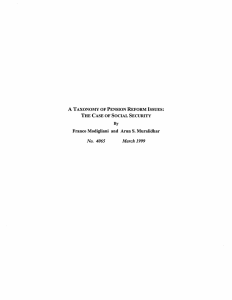 A TAXONOMY  OF PENSION  REFORM ISSUES: By