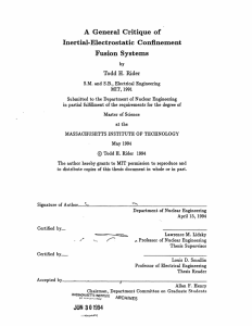 Inertial-Electrostatic Confinement Fusion A  General  Critique  of