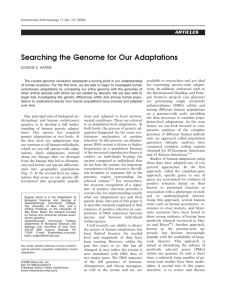 Searching the Genome for Our Adaptations EUGENE E. HARRIS