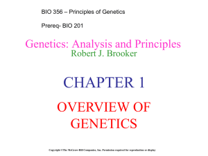 CHAPTER 1 OVERVIEW OF GENETICS