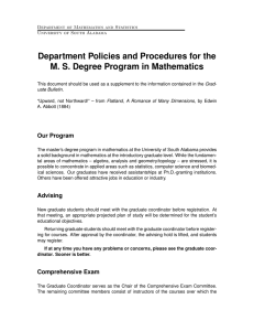 Department Policies and Procedures for the
