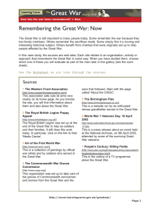 Remembering the Great War: Now