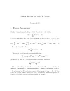 Possion Summation for LCA Groups 1 Possion Summations November 1, 2013