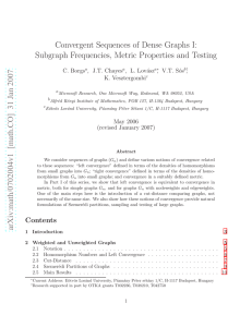 Convergent Sequences of Dense Graphs I: C. Borgs , J.T. Chayes