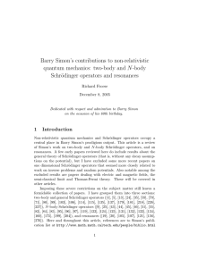 Barry Simon’s contributions to non-relativistic quantum mechanics: two-body and N-body Schr¨