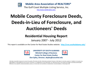 Mobile County Foreclosure Deeds, Deeds-in-Lieu of Foreclosure, and Auctioneers' Deeds Residential Housing Report