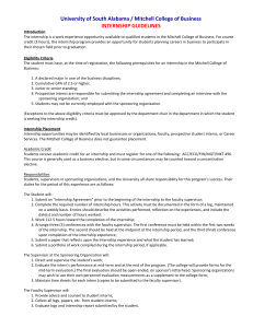 University of South Alabama / Mitchell College of Business INTERNSHIP GUIDELINES