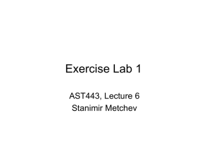 Exercise Lab 1 AST443, Lecture 6 Stanimir Metchev