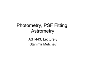 Photometry, PSF Fitting, Astrometry AST443, Lecture 8 Stanimir Metchev