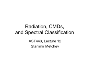 Radiation, CMDs, and Spectral Classification AST443, Lecture 12 Stanimir Metchev