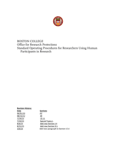 BOSTON COLLEGE Office for Research Protections