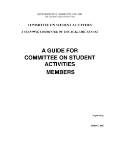 A GUIDE FOR COMMITTEE ON STUDENT ACTIVITIES MEMBERS