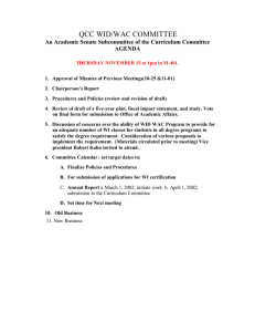 QCC WID/WAC COMMITTEE An Academic Senate Subcommittee of the Curriculum Committee AGENDA