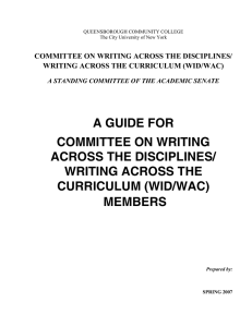 A GUIDE FOR COMMITTEE ON WRITING ACROSS THE DISCIPLINES/ WRITING ACROSS THE