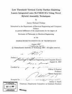 Low  Threshold  Vertical  Cavity  Surface ... Lasers  Integrated onto  Si-CMOS  ICs  Using ...