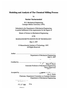 Modeling  and Analysis  of The Chemical  Milling ... Narintr Narisaranukul