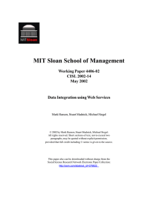 MIT Sloan School of Management Working Paper 4406-02 CISL 2002-14 May 2002