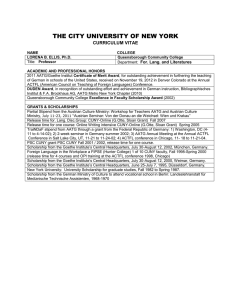 THE CITY UNIVERSITY OF NEW YORK CURRICULUM VITAE  For. Lang. and Literatures