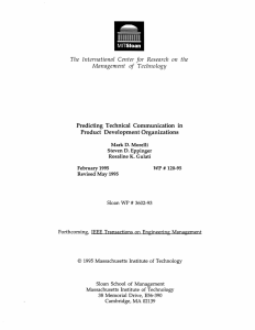 The  International Center for  Research  on ... Management  of  Technology Product  Development  Organizations
