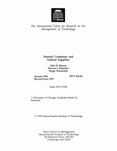 UE The  International Center for  Research  on ... Management  of  Technology Internal  Customers  and