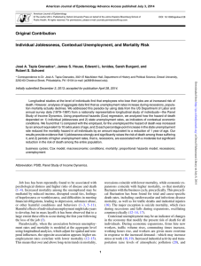 Original Contribution Individual Joblessness, Contextual Unemployment, and Mortality Risk