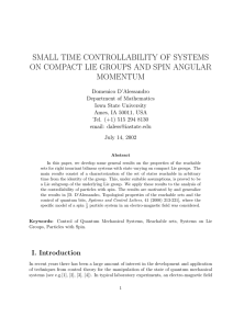 SMALL TIME CONTROLLABILITY OF SYSTEMS MOMENTUM
