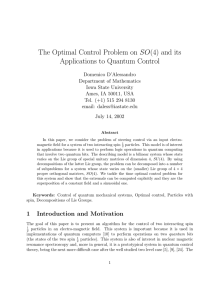 The Optimal Control Problem on SO(4) and its