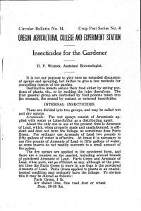 for the Gardener Insecticides Crop Pest Series No. 4 Circular Bulletin No. 14.