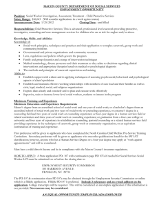 MACON COUNTY DEPARTMENT OF SOCIAL SERVICES EMPLOYMENT OPPORTUNITY  Position: