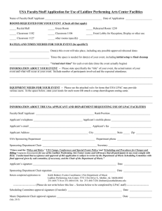 USA Faculty/Staff Application for Use of Laidlaw Performing Arts Center...