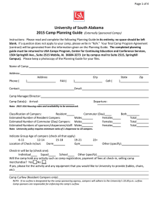 University of South Alabama  5 Camp Planning Guide  201