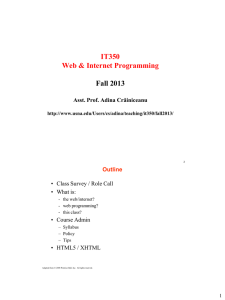IT350 Web &amp; Internet Programming  Fall 2013