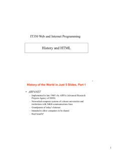 History and HTML  IT350 Web and Internet Programming