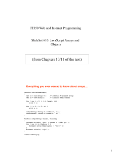 (from Chapters 10/11 of the text)  IT350 Web and Internet Programming