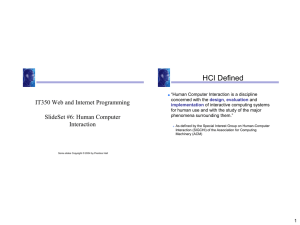 HCI Defined IT350 Web and Internet Programming