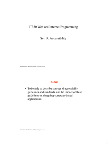 IT350 Web and Internet Programming  Set 19: Accessibility
