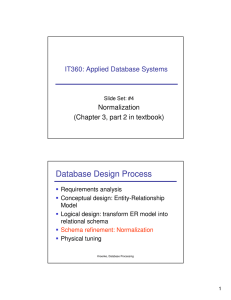 Database Design Process IT360: Applied Database Systems Normalization