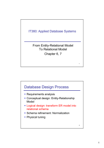 Database Design Process IT360: Applied Database Systems From Entity-Relational Model To Relational Model