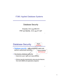 Database Security IT360: Applied Database Systems