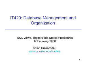 IT420: Database Management and Organization SQL Views, Triggers and Stored Procedures