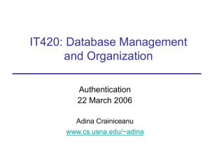 IT420: Database Management and Organization Authentication 22 March 2006