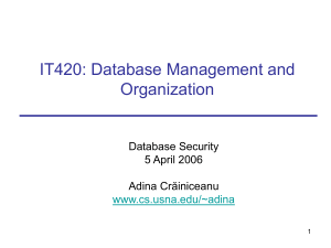 IT420: Database Management and Organization Database Security 5 April 2006