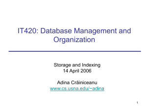 IT420: Database Management and Organization Storage and Indexing 14 April 2006