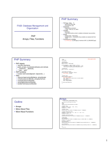 PHP Summary IT420: Database Management and Organization