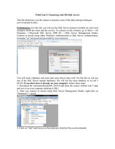 IT462 Lab 5: Clustering with MS SQL Server