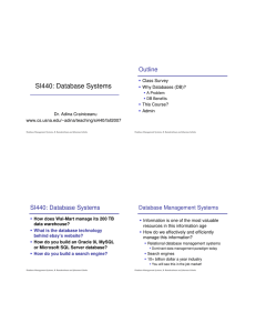 SI440: Database Systems Outline
