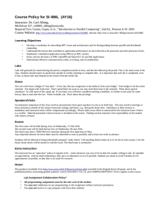 Course Policy for SI 486L  (AY16) Instructor: Dr. Carl Albing,